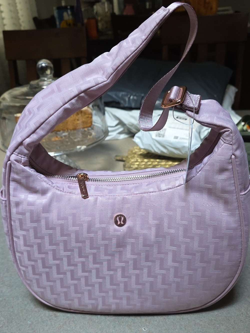lululemon athletica Lavender Quilted Shoulder Bag with Rose-Gold Hardware